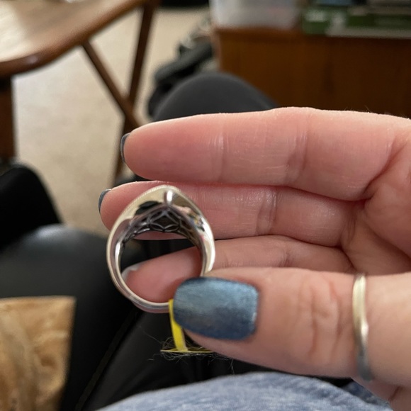 Sterling Silver Onyx and Rhodolite Ring - size 8 - Picture 4 of 8